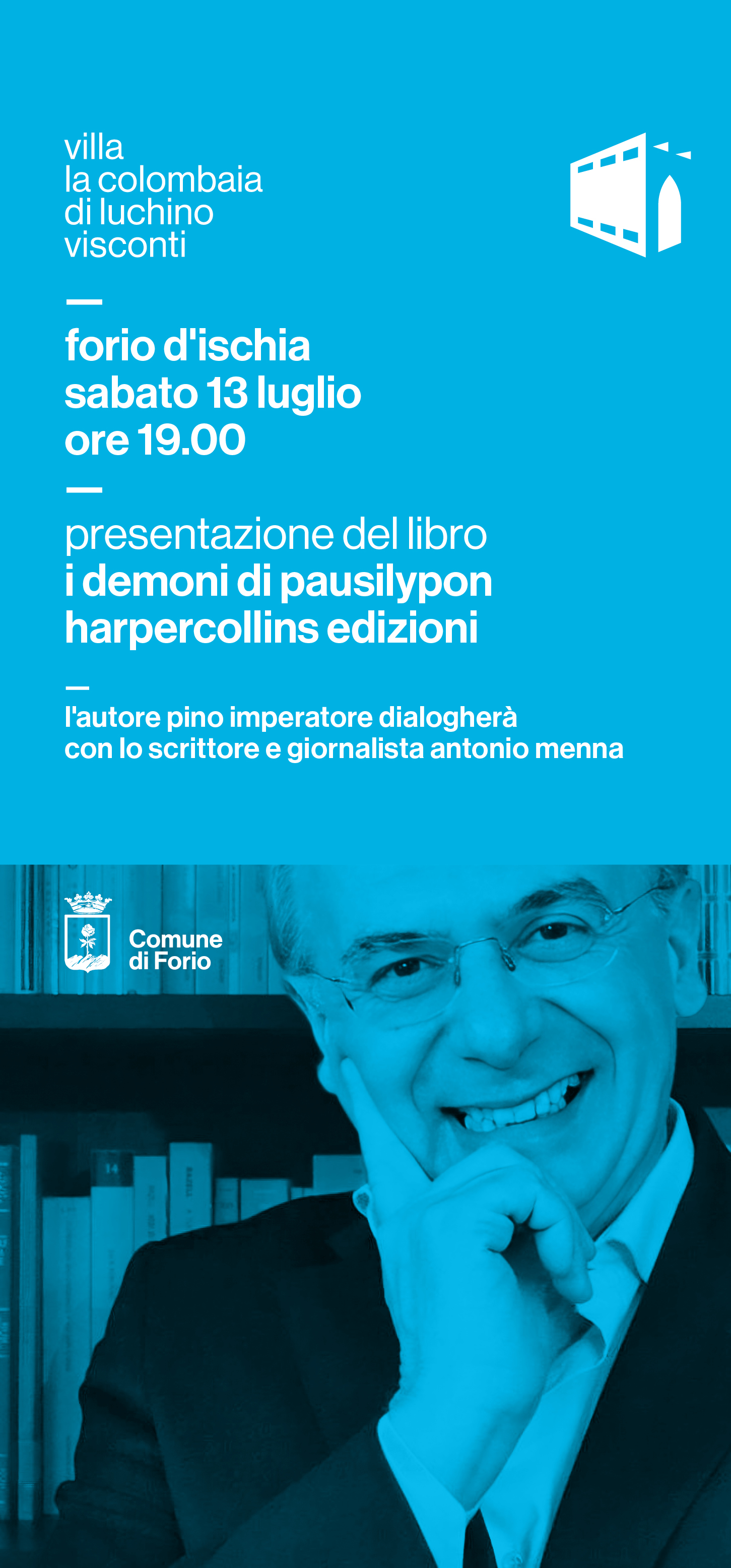 Pino Imperatore inaugura la rassegna estiva alla Villa La Colombaia di Luchino Visconti di Forio, sull’isola d’Ischia